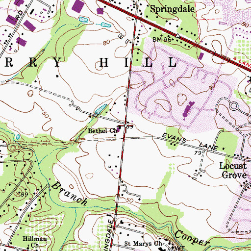 Topographic Map of Bethel Church, NJ
