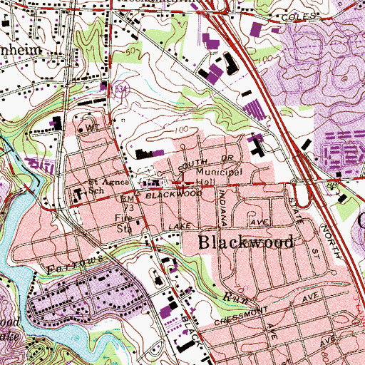 Topographic Map of Blackwood, NJ