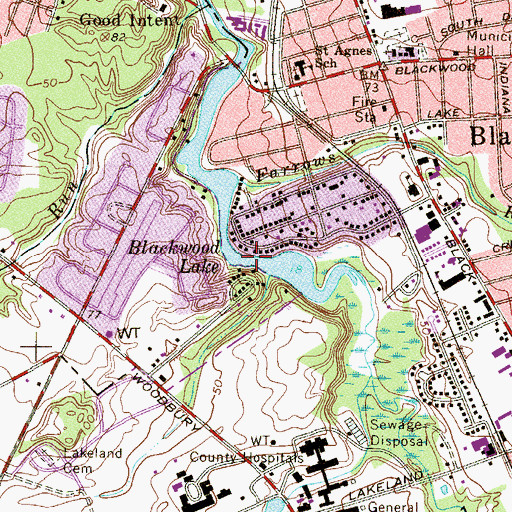 Topographic Map of Blackwood Lake, NJ