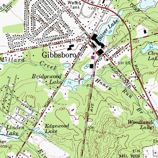 Topographic Map of Bridgewood Lake, NJ