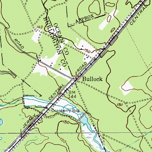 Topographic Map of Bullock, NJ