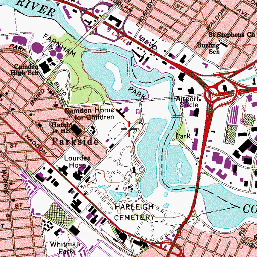 Topographic Map of Camden Home for Children, NJ