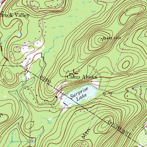 Topographic Map of Camp Aheka, NJ
