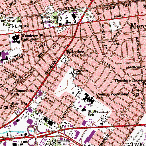 Topographic Map of G H Carson Elementary School, NJ