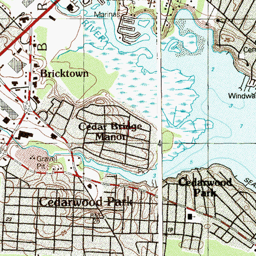 Topographic Map of Cedar Bridge, NJ