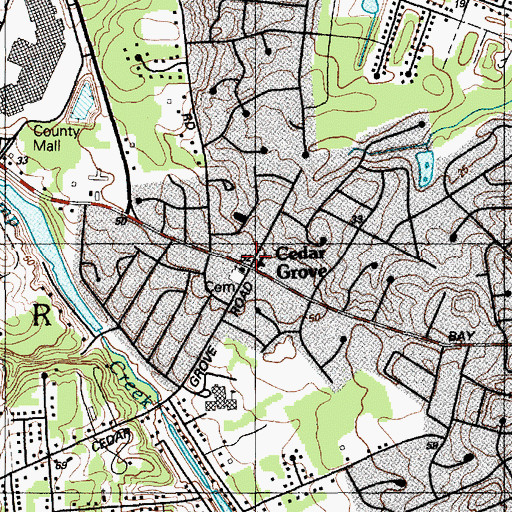 Topographic Map of Cedar Grove, NJ