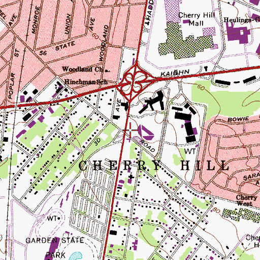Topographic Map of Cherry Hill, NJ