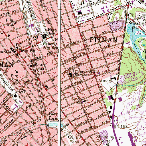 Topographic Map of Church of the Shepherd, NJ