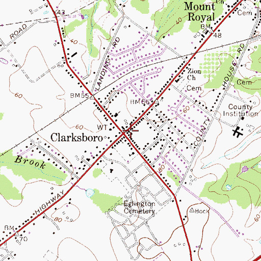 Topographic Map of Clarksboro, NJ