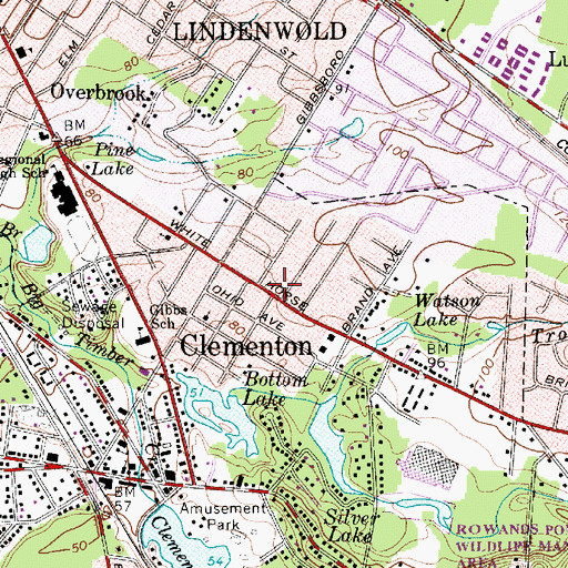 Topographic Map of Clementon, NJ