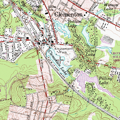 Topographic Map of Clementon Lake, NJ