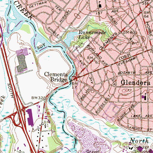 Topographic Map of Clements Bridge, NJ