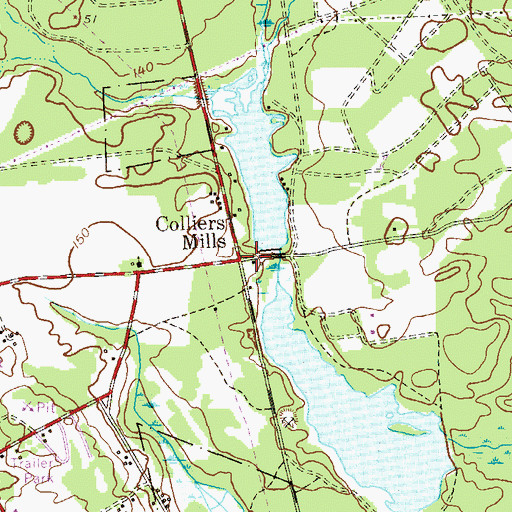 Topographic Map of Colliers Mills, NJ