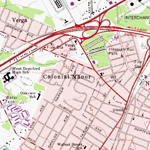 Topographic Map of Colonial Manor, NJ