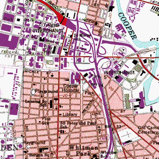 Topographic Map of The Cooper University Hospital, NJ
