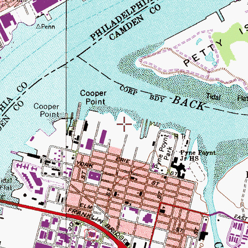 Topographic Map of Cooper Point, NJ