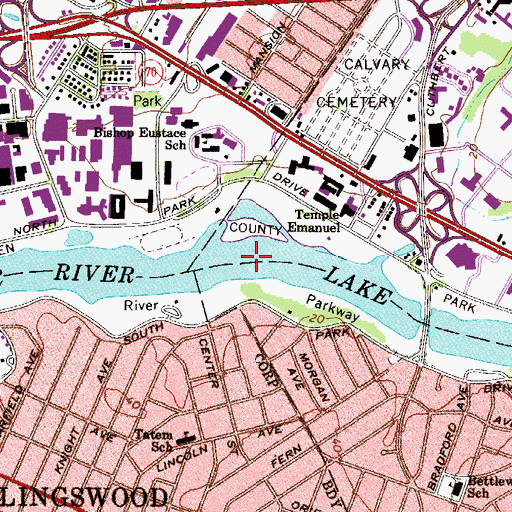 Topographic Map of Cooper River Lake, NJ