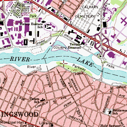 Topographic Map of Cooper River Parkway, NJ
