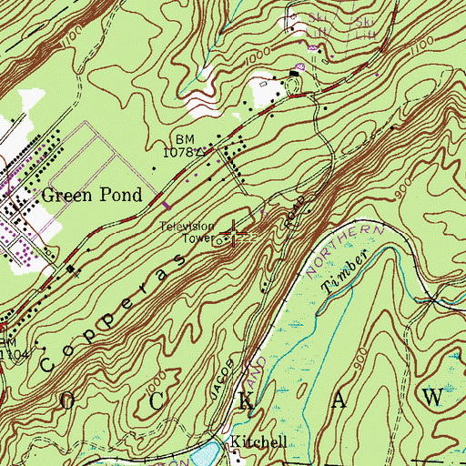 Topographic Map of Copperas Mountain, NJ