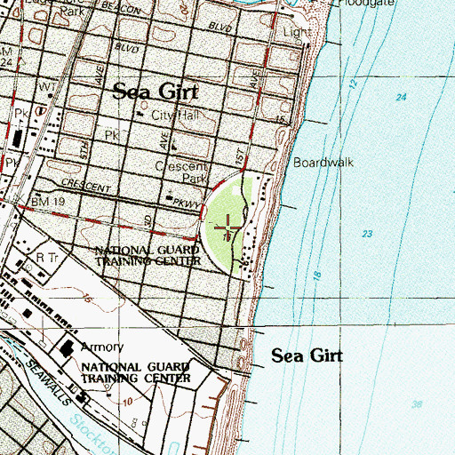 Topographic Map of Crescent Park, NJ