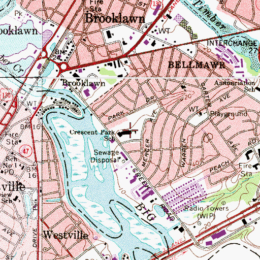 Topographic Map of Crescent Park School, NJ