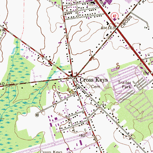 Topographic Map of Cross Keys, NJ