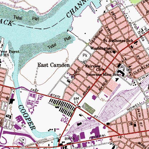Topographic Map of East Camden, NJ