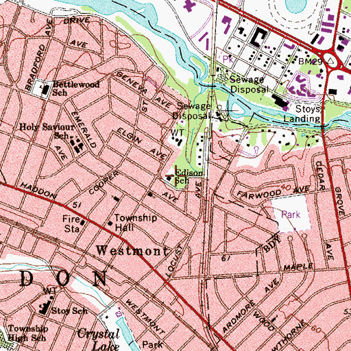 Topographic Map of Thomas A Edison Elementary School, NJ