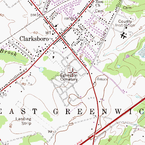 Topographic Map of Eglington Cemetery, NJ