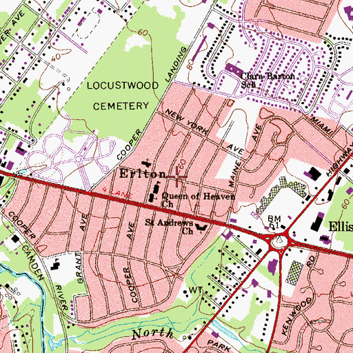 Topographic Map of Erlton, NJ