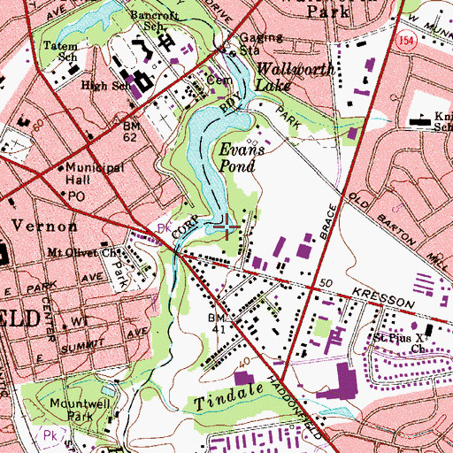 Topographic Map of Evans Pond, NJ