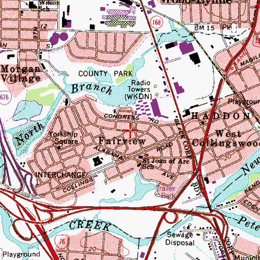Topographic Map of Fairview, NJ