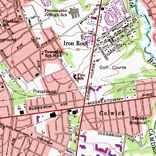 Topographic Map of George B Fine Elementary School, NJ