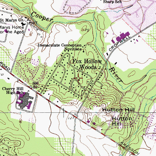 Topographic Map of Fox Hollow Woods, NJ