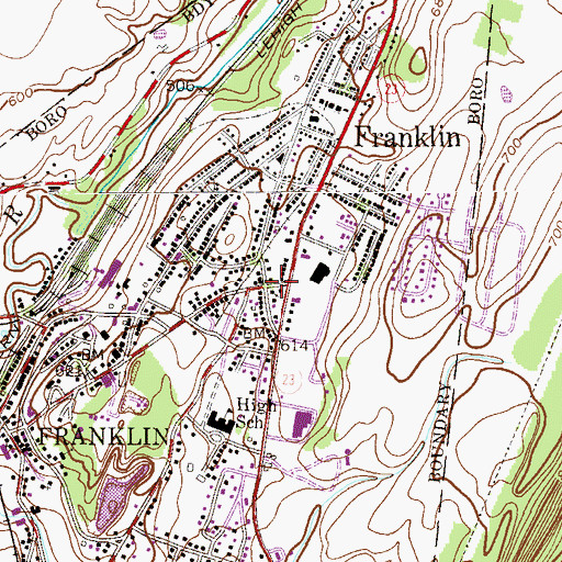 Topographic Map of Franklin, NJ