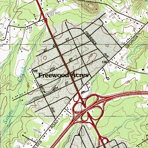 Topographic Map of Freewood Acres, NJ