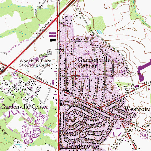 Topographic Map of Gardenville Center, NJ