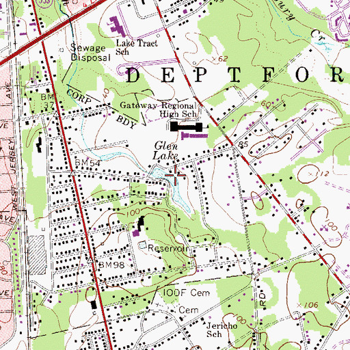Topographic Map of Glen Lake, NJ