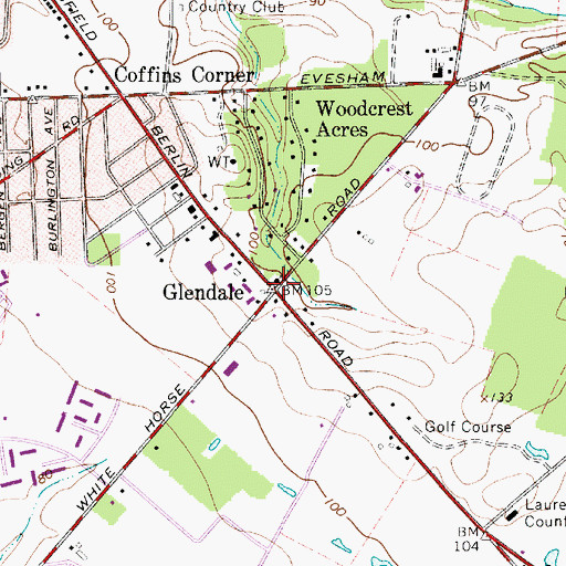 Topographic Map of Glendale, NJ