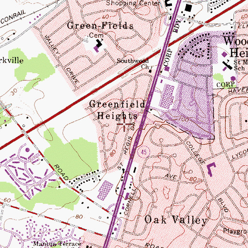 Topographic Map of Greenfield Heights, NJ
