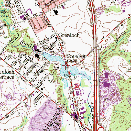 Topographic Map of Grenloch Lake, NJ