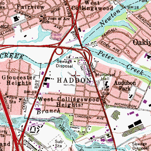 Topographic Map of Haddon, NJ