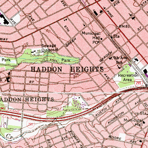 Topographic Map of Haddon Heights, NJ