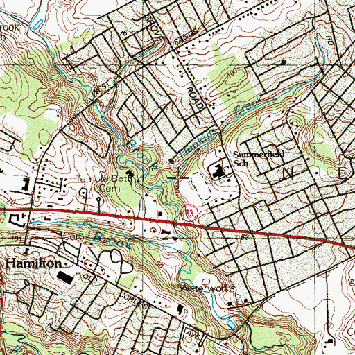 Topographic Map of Hankins Brook, NJ