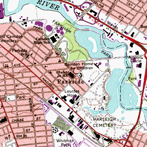 Topographic Map of Cooper B Hatch Middle School, NJ