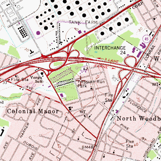 Topographic Map of Hessian Run Park, NJ