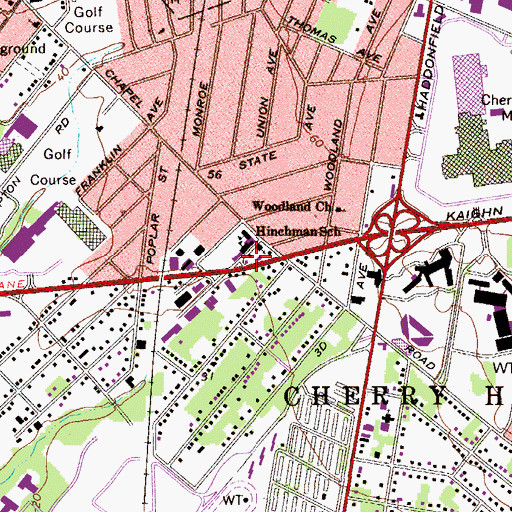 Topographic Map of Hinchman School, NJ