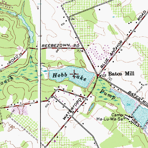 Topographic Map of Hobb Lake, NJ