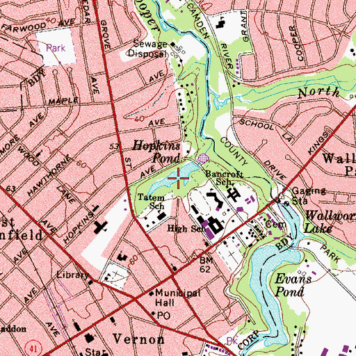 Topographic Map of Hopkins Pond, NJ