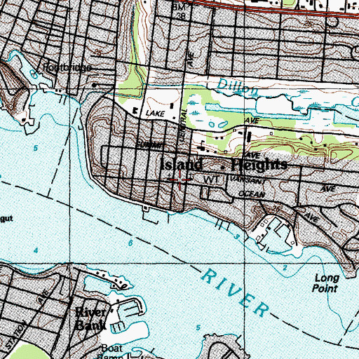Topographic Map of Island Heights, NJ